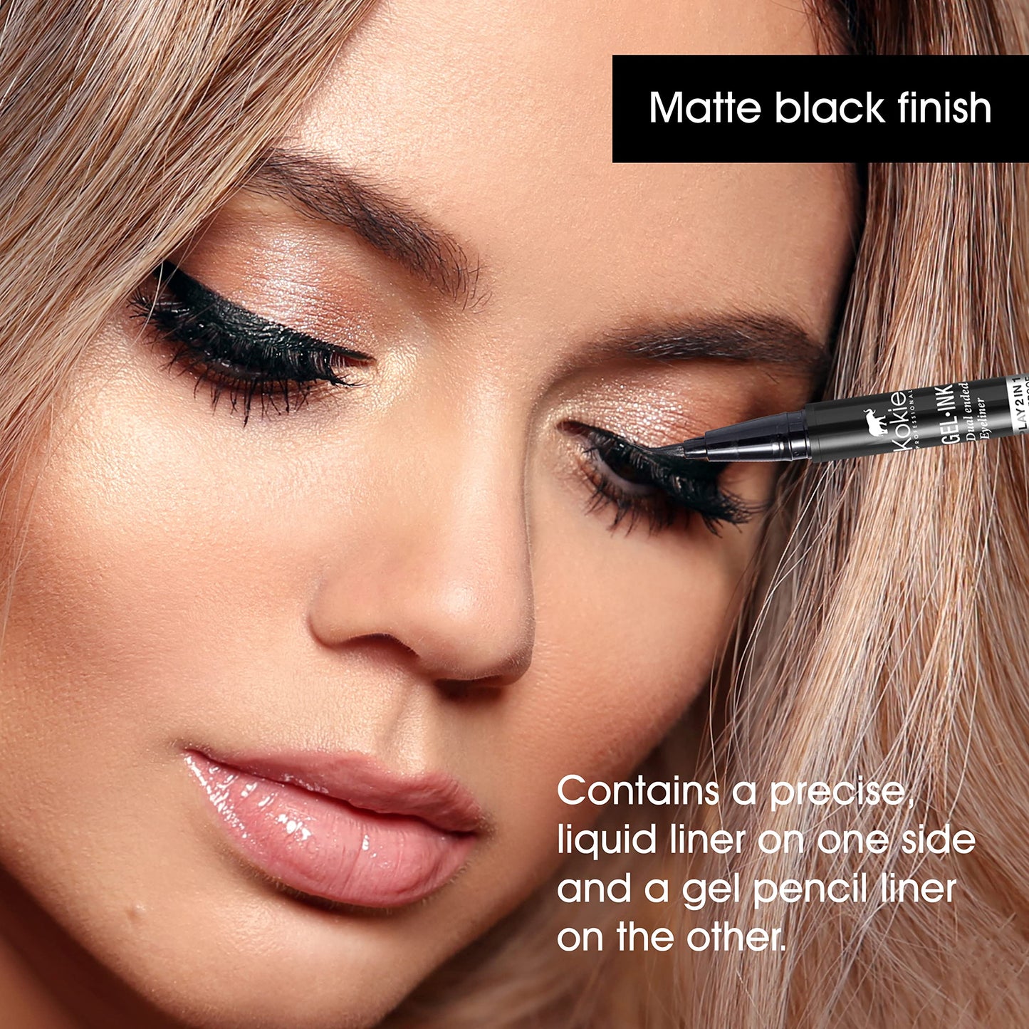 Kokie Gel Ink Dual Ended Eyeliner (Matte Black)